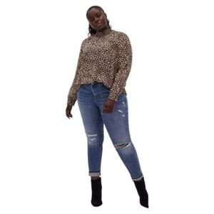 Torrid Sheer Smocked Mock Neck Long Sleeve Blouse